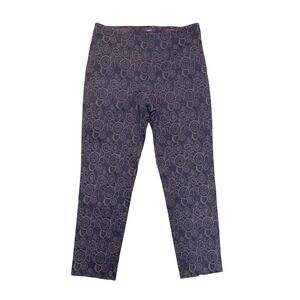 Peserico Tailored Pants Womens IT 42 Gray Rose Jacquard Slim Leg Side Zip